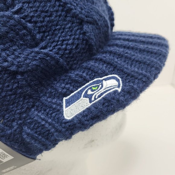 New Era Women's Seattle Seahawks Beanie NFL Apparel Winter Cap Blue Headwear - Picture 7 of 15